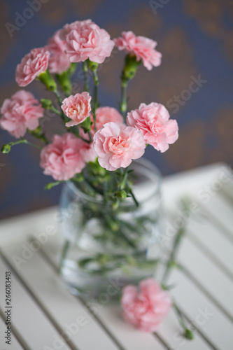 Bouquet of carnations in a vase