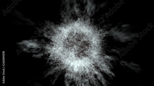 Abstract round smoke explossion black background 3d render photo