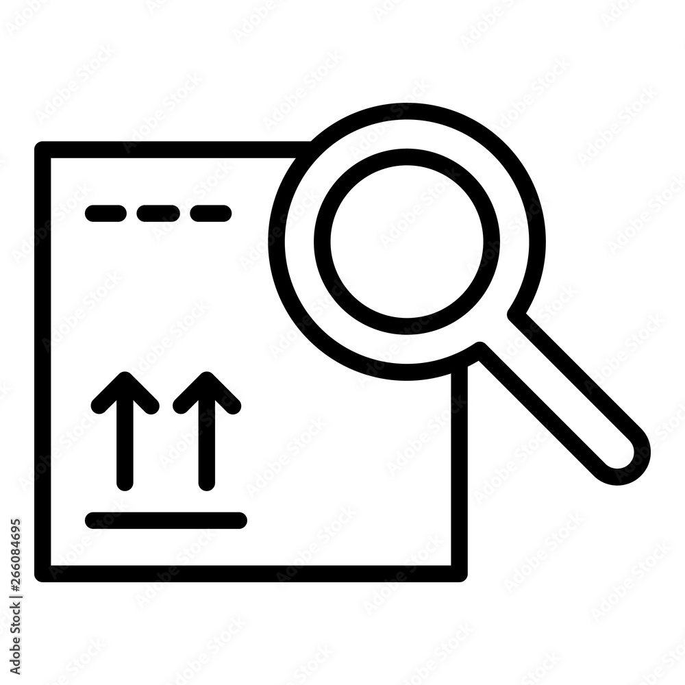 Examination of goods icon. Outline examination of goods vector icon for web design isolated on white background Examination of goods icon. Outline examination of goods vector icon for web design isolated on white background