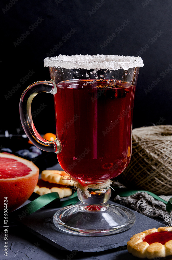 Christmas hot mulled wine with aromatic spices. Christmas hot mulled wine with aromatic spices.