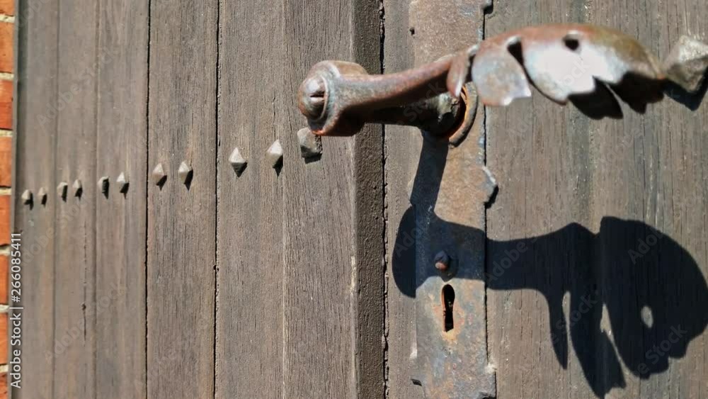 Close up of wrought iron door handle of St Gertrude New Church Close up of wrought iron door handle of St Gertrude New Church