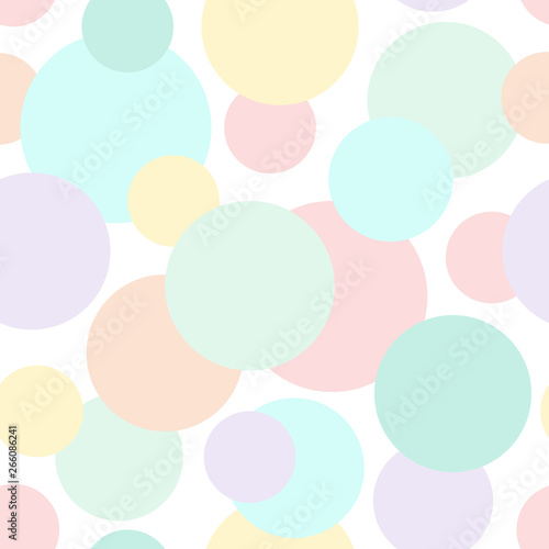 Colorful circle seamless pattern with different size shapes.