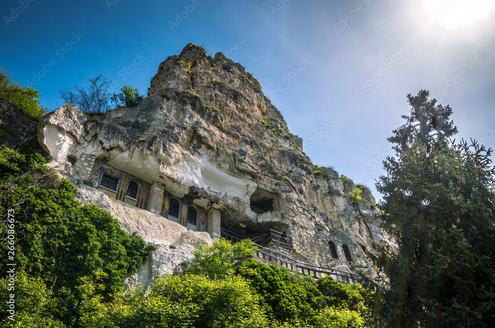 Amazing Basarabov Rock Monastery, Bulgaria. Basarbovo, the Monastery of Saint Dimitar Basarbowski is a Bulgarian orthodox cave monastery near city of Ruse