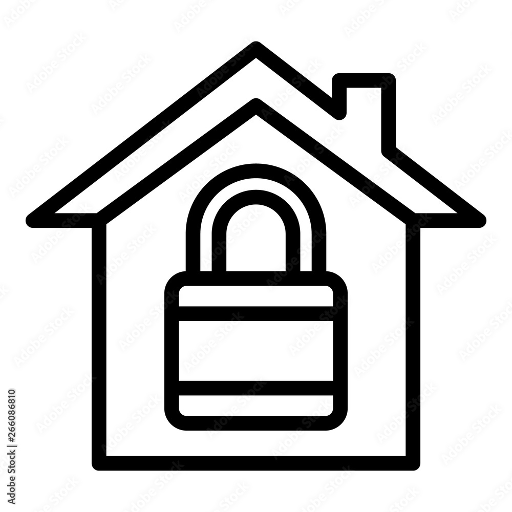 Smart home closed icon. Outline smart home closed vector icon for web design isolated on white background Smart home closed icon. Outline smart home closed vector icon for web design isolated on white background
