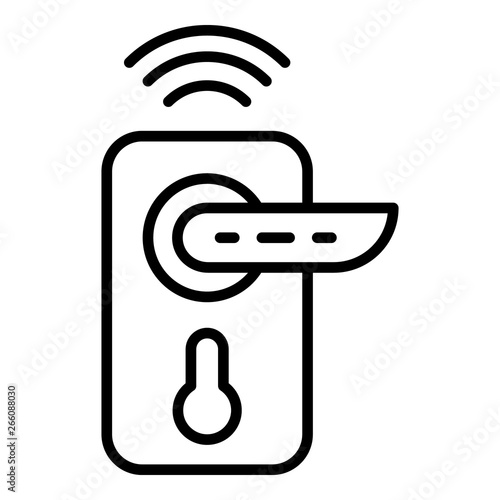 Wireless door lock icon. Outline wireless door lock vector icon for web design isolated on white background