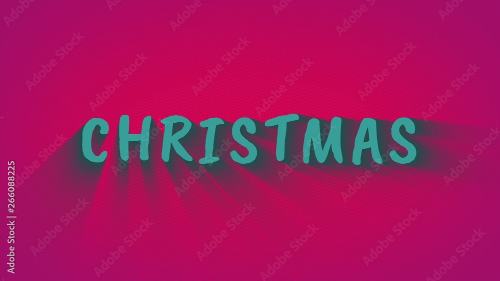 Text with shadows 'Christmas'. Blue text on pink background