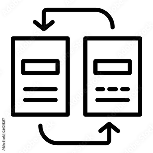 Reorganization of documents icon. Outline reorganization of documents vector icon for web design isolated on white background