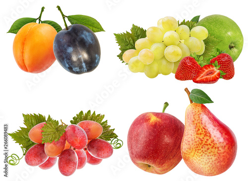 Fototapeta Naklejka Na Ścianę i Meble -  Collage of fresh fruits isolated on white background with clipping path