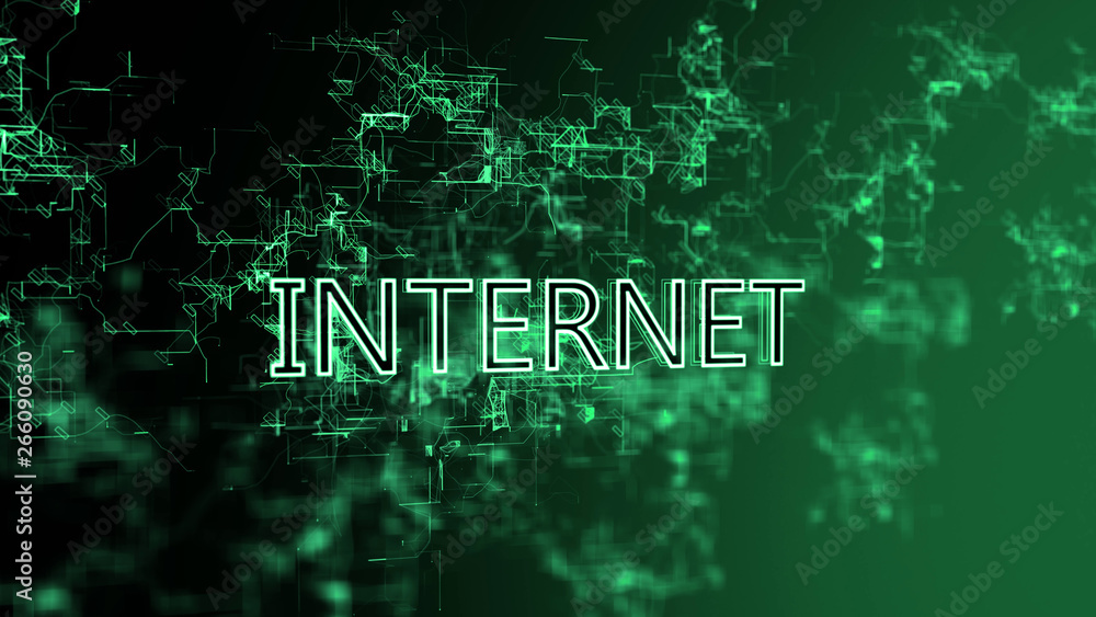 The Digital Network. Text Internet. Blue wires on gradient background The Digital Network. Text Internet. Blue wires on gradient background