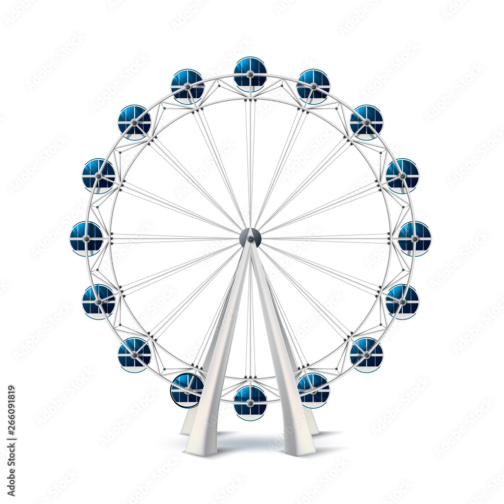 Vector realistic ferris wheel london eye carousel - obrazy, fototapety, plakaty 