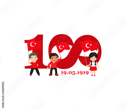 Turkish holiday 19 mayis Ataturk'u Anma, Genclik ve Spor Bayrami, translation: 19 may Commemoration of Ataturk, Youth and Sports Day. 100th anniversary
