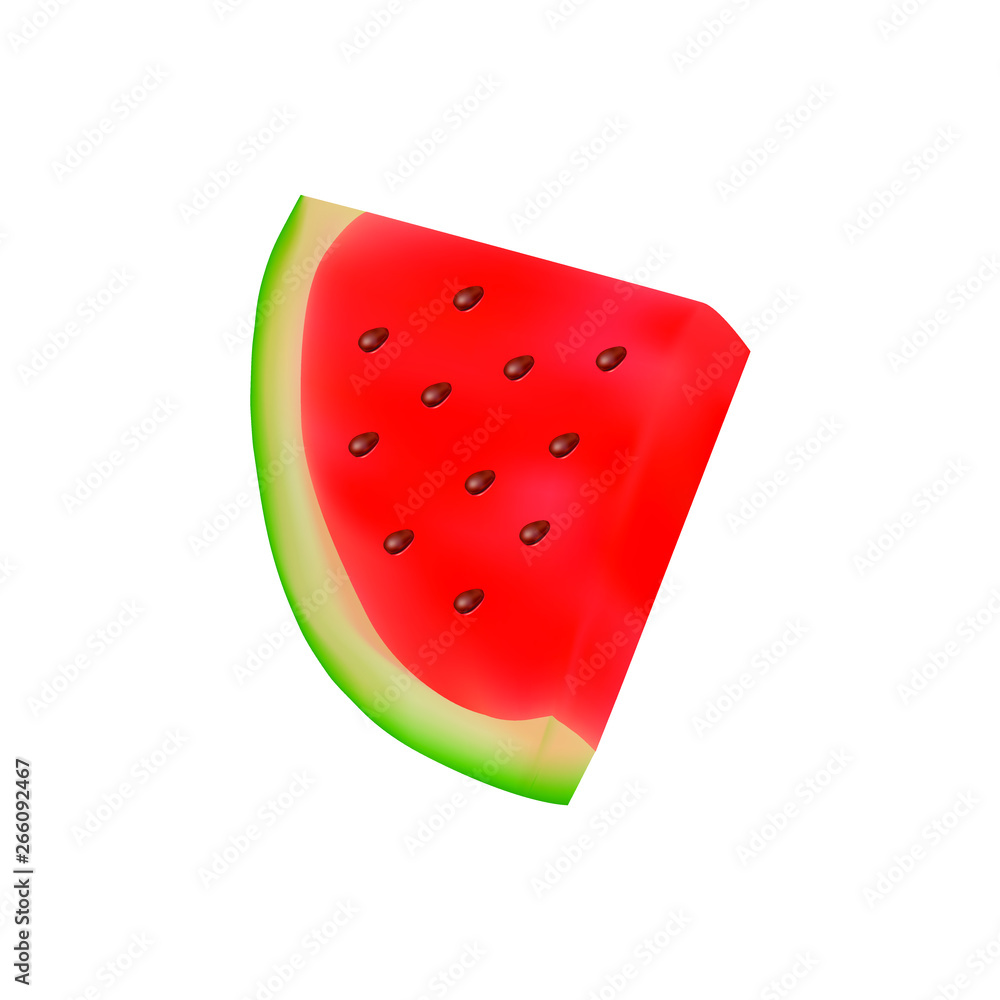 EPS 10. Slice of watermelon on white background