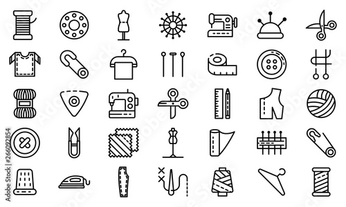 Tailor icons set. Outline set of tailor vector icons for web design isolated on white background