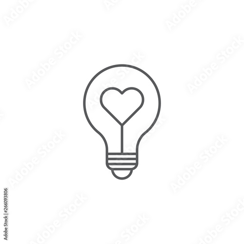 heart shape in a light bulb vector icon concept, isolated on white background