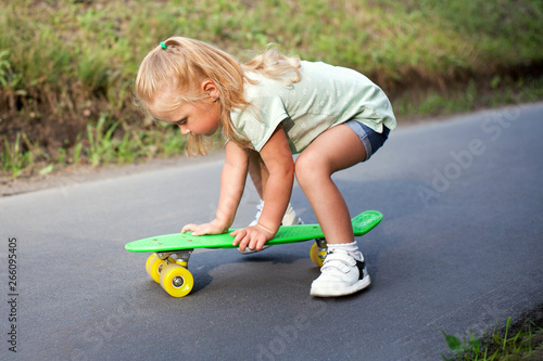 Little girl learning to skate