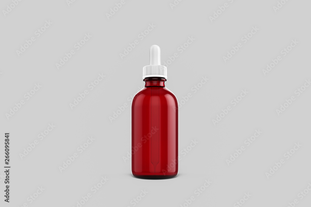 Dropper Bottle Mock Up  Blank Label isolated on soft gray background. 3D rendering.