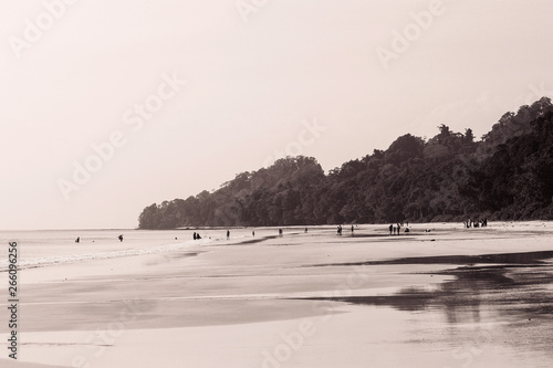 people far away at Radhanagar beach of Havelock Island, Andaman and Nicobar Islands