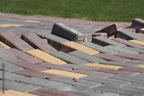 Raised paving slabs.