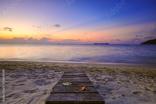 Fantastic colorful seascape during sunset. wonderful sunny view under sunlight. Awesome nature scenery.