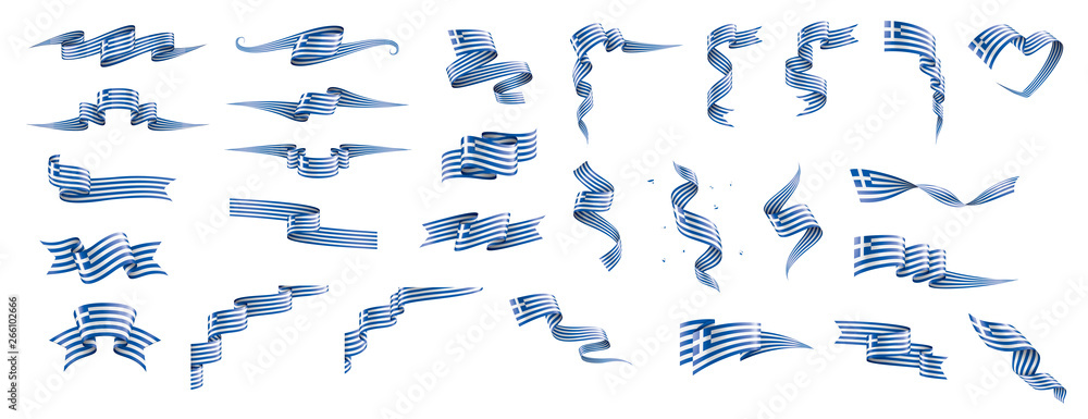 Obraz premium Greece flag, vector illustration on a white background.