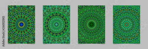 Fototapeta Naklejka Na Ścianę i Meble -  Green jungle ornate mandala pattern poster background template set