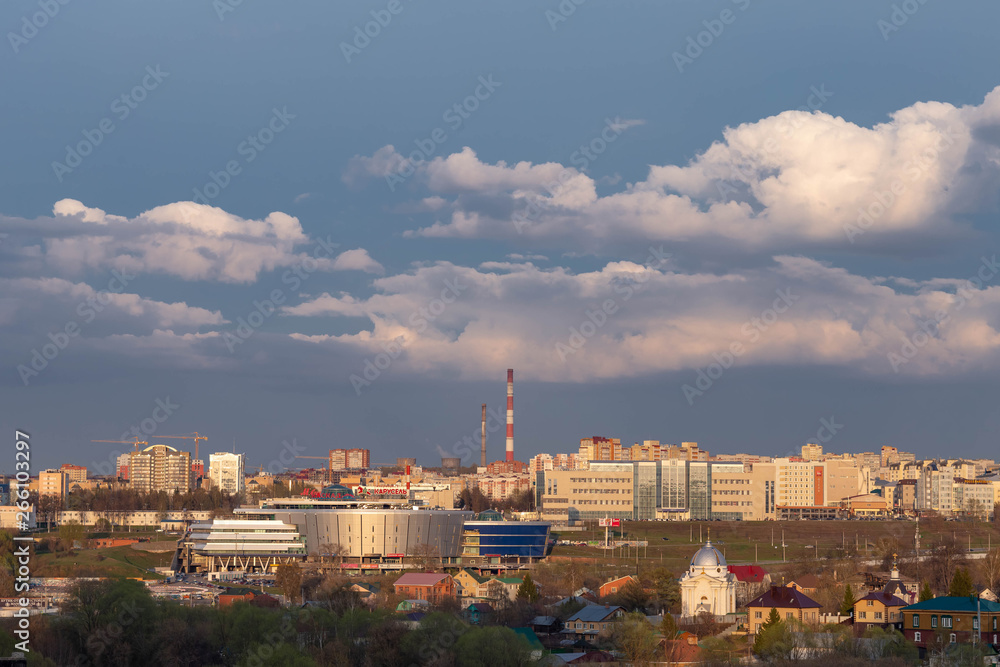 Convent and Presidential Boulevard in the city of Cheboksary,taken from the heights of the residential area 