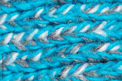 Blue knitted fabric as abstract background
