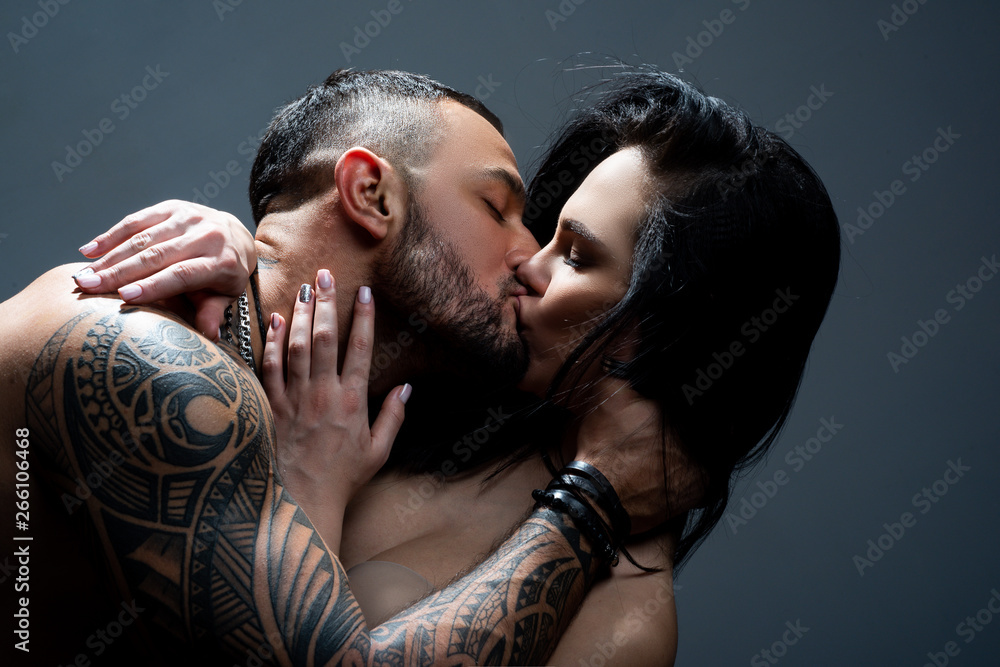 Passionate couple kissing. Romantic couple kissing. sexy couple in love.  love and romance. valentines day. Young lovers. i love you. kissing couple.  desire and temptation. hot relationship Stock Photo | Adobe Stock