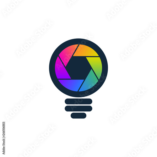 Colorful shutter shaped bulb icon