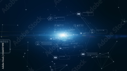 Technology network and data connection. Secure data network and personal information. Cyber security concept