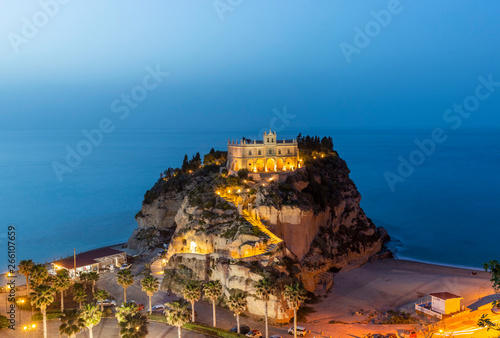 Evening view of Monastery of Santa Maria dell'Isola in the town of Tropea