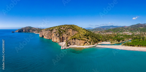 Fototapeta Naklejka Na Ścianę i Meble -  Aerial view of Palinuro coast and natural arch, Italy