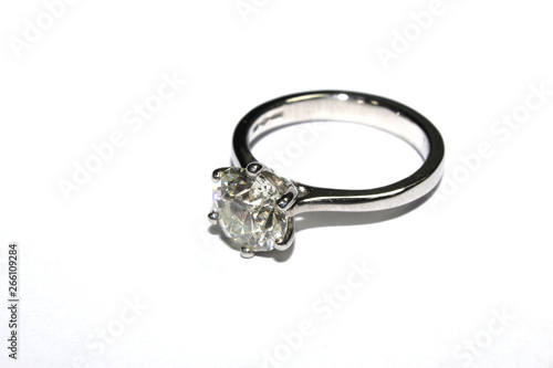 Expensive Finger Ring Gold and Jewels On White Background