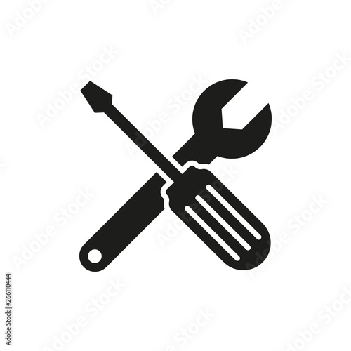 Wrench and screwdriver vector illustration. Flat design icon. Isolated. 