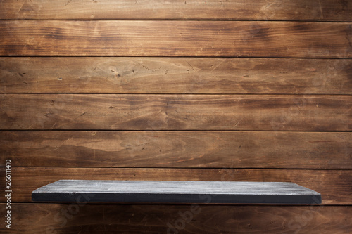shelf and wooden wall background texture