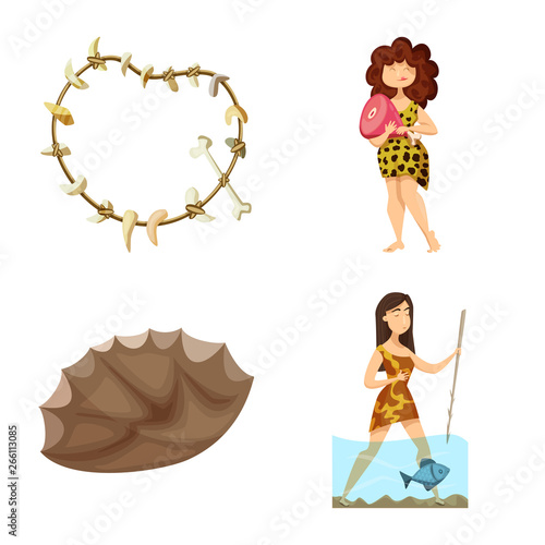 Vector illustration of ancient  and age sign. Set of ancient  and archeology vector icon for stock.