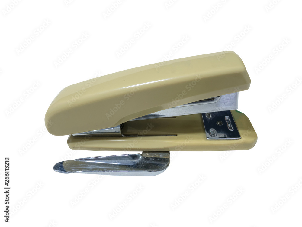 Gray stapler of office stationery on white background Gray stapler of office stationery on white background