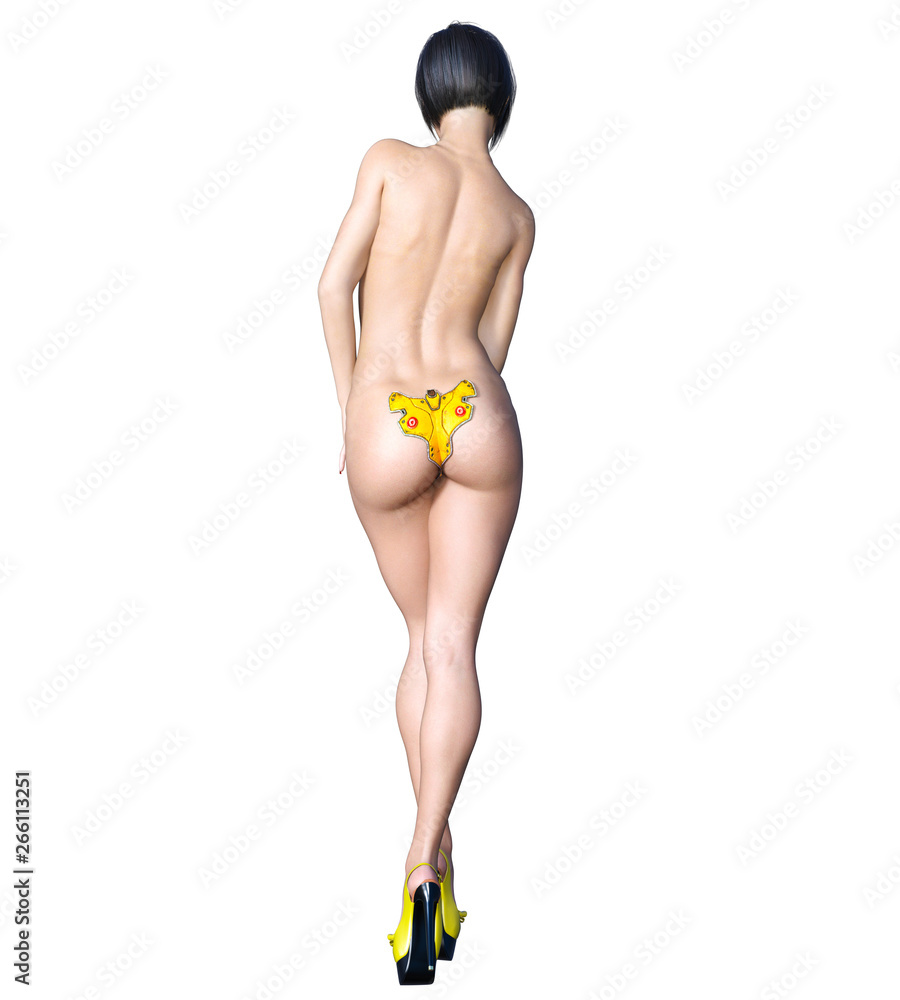 Tall Sexy Woman Minimalist Futuristic Lingerie Stock Illustration