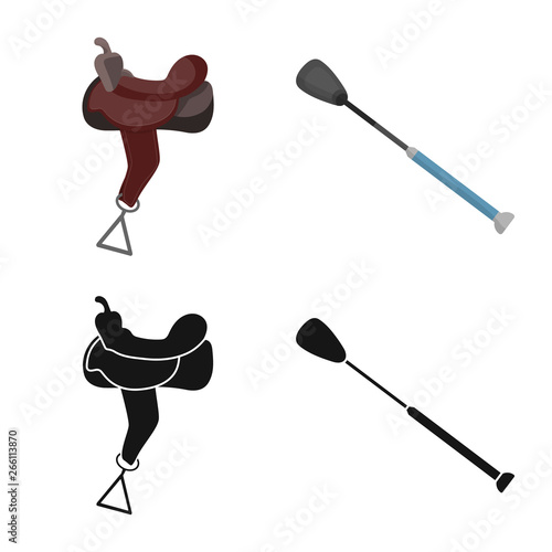 Vector design of equipment and riding sign. Collection of equipment and competition stock symbol for web.