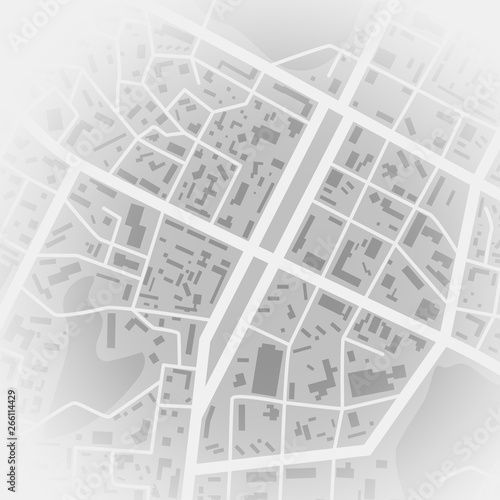 Abstract city map. Print with town topography. City residential district scheme. Vector illustration