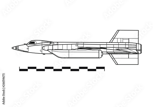 North American X-15. Outline drawing photo