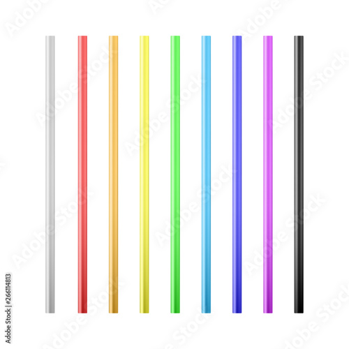 Set of colorful drinking straws. Straws for beverage. Vector illustration isolated on white background