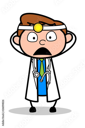Worried - Professional Cartoon Doctor Vector Illustration