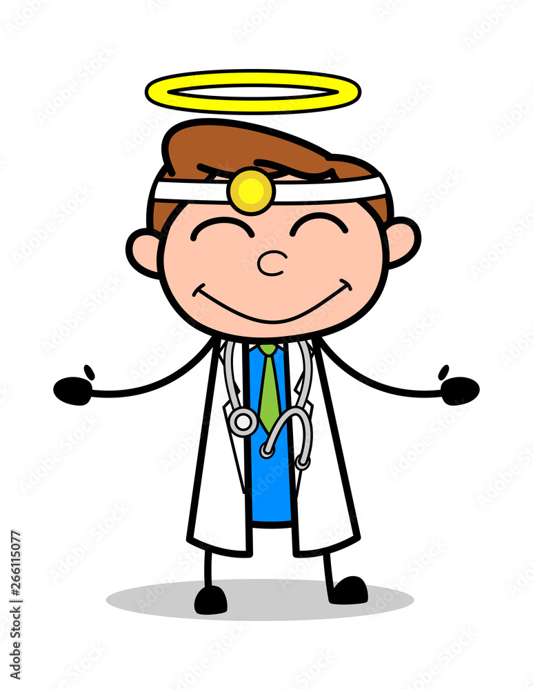 Feeling Glad - Professional Cartoon Doctor Vector Illustration Feeling Glad - Professional Cartoon Doctor Vector Illustration