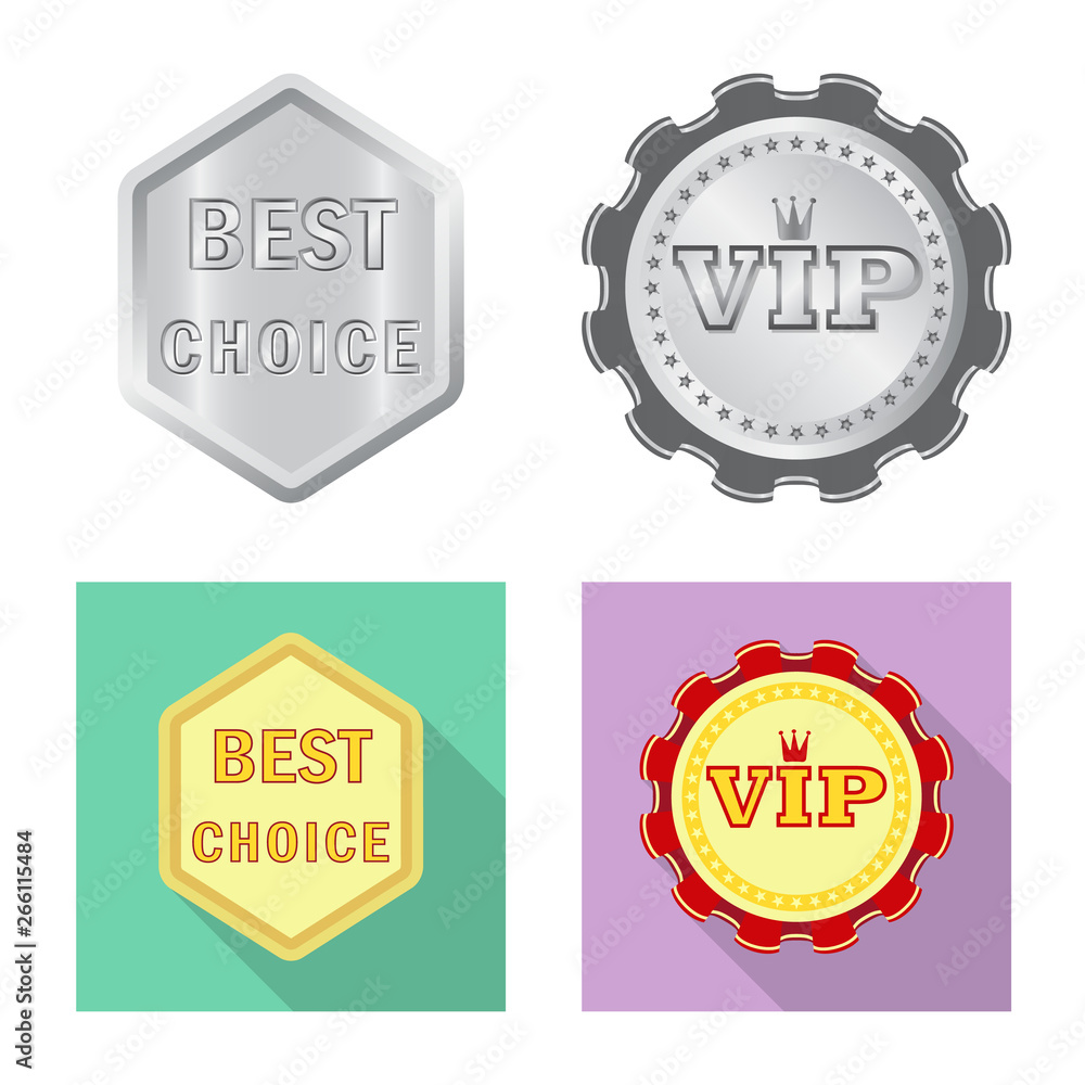 Vector design of emblem and badge symbol. Collection of emblem and sticker stock symbol for web. Vector design of emblem and badge symbol. Collection of emblem and sticker stock symbol for web.