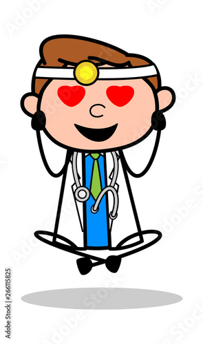 Falling in Love - Professional Cartoon Doctor Vector Illustration
