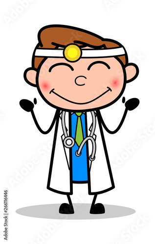 Blushing - Professional Cartoon Doctor Vector Illustration