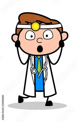 Scared - Professional Cartoon Doctor Vector Illustration
