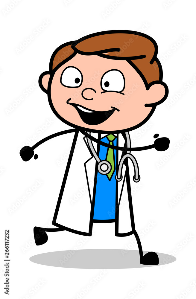 Running with Joy - Professional Cartoon Doctor Vector Illustration Running with Joy - Professional Cartoon Doctor Vector Illustration
