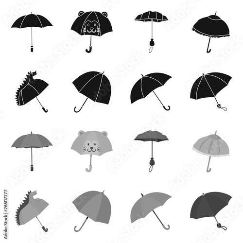 Vector design of protection and closed symbol. Set of protection and rainy stock vector illustration.
